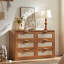 Ensemble de 3 meubles en rotin, style bohème bois : commode à 6 tiroirs (122 cm), commode haute (107 cm), table de chevet à 3 tiroirs (58 cm).-1374835699