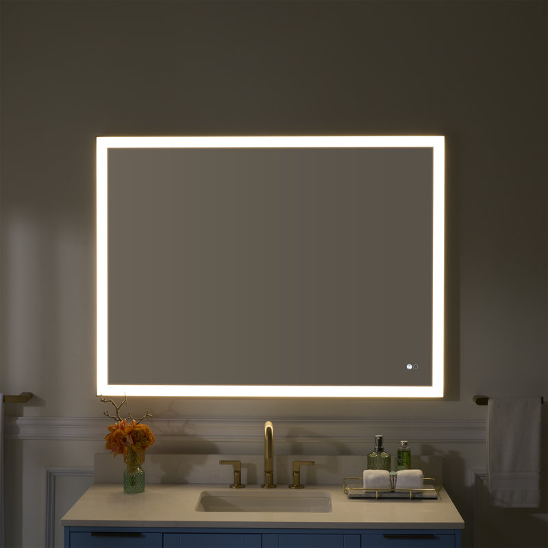 Miroir de salle de bain à DEL Edlun, Or, 36 po x 48 po