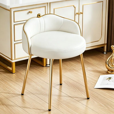 Fauteuil de coiffeuse avec tabouret d'appoint et dossier bas pour salle de bain et salon