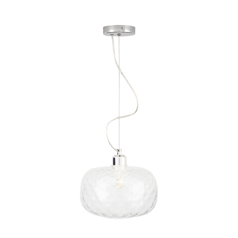 Florentine 1 - Light Blush Pink Drum Pendant, Silver, Clear