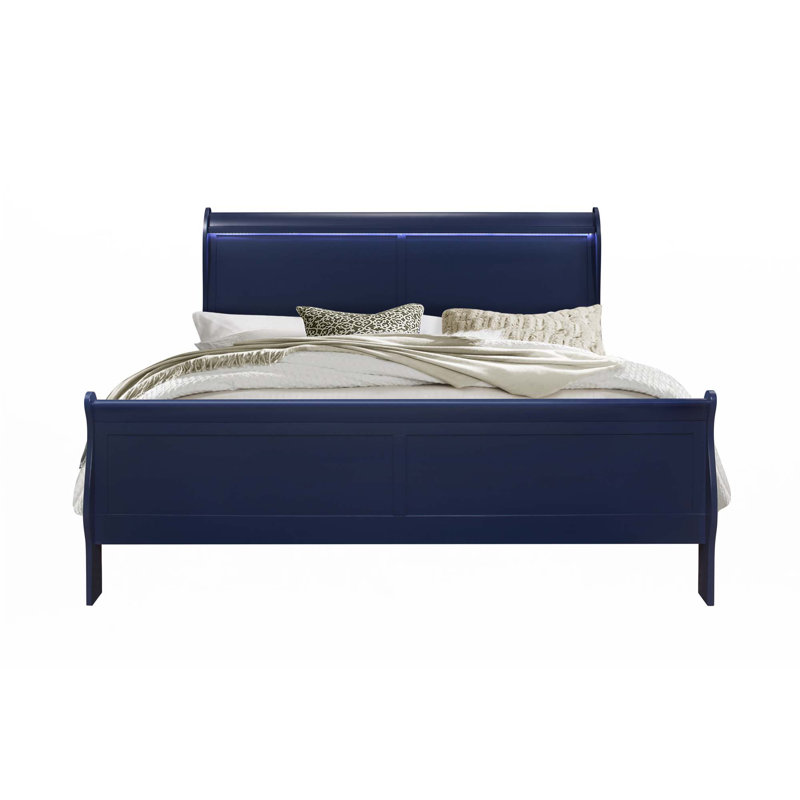 CHARLSTON BLUE KING BED WITH LED