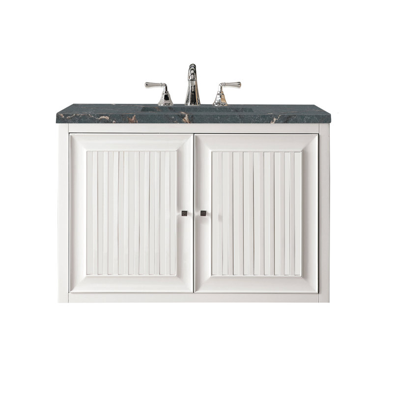 Athens 36'' W Single Vanity, Glossy White, Parisien Bleu, 8" Widespread