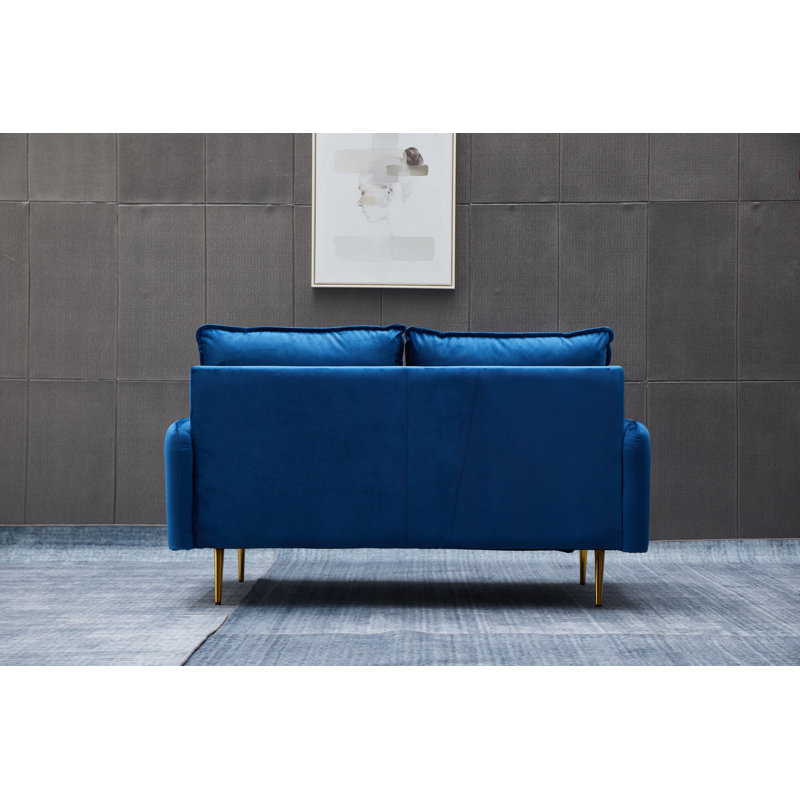 Emteas 57.3'' Velvet Loveseat, 34" H x 69" W x 32" D, Space Blue Velvet