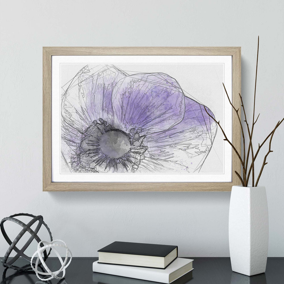 Purple Anemone Flower in Abstract - Picture Frame Graphic Art Print