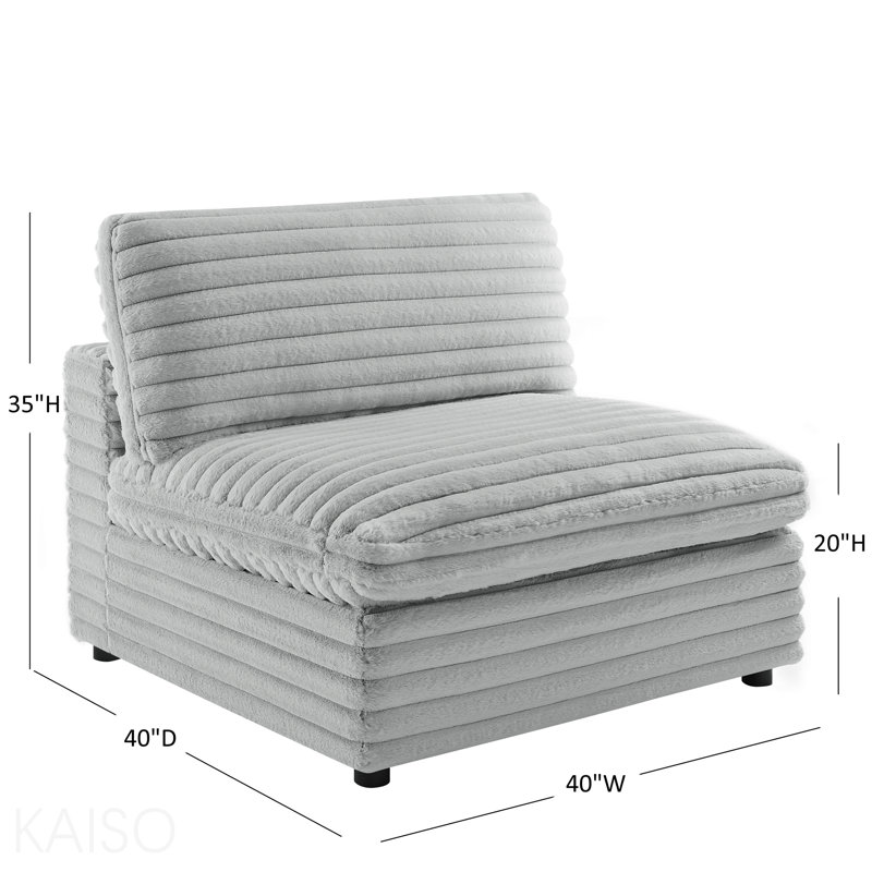 Fauteuil de chambre rembourré en tissu moelleux sans accoudoirs