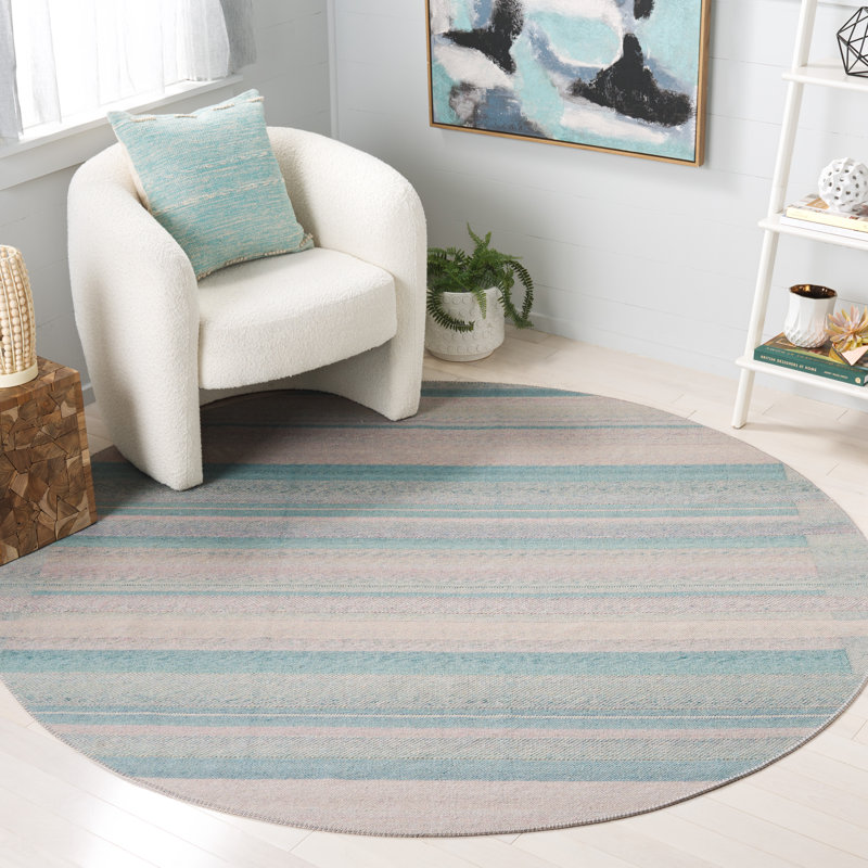 Abnel Performance Striped Rug, Round 7'