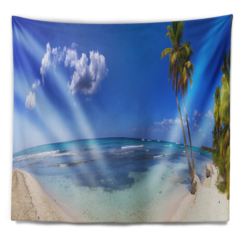 Photographie de paysage, plage paradisiaque, tapisserie, H 68 po x l 80 po