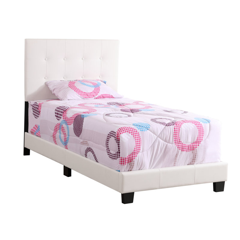 Caldwell Twin Box Spring Bed, White, Twin, White