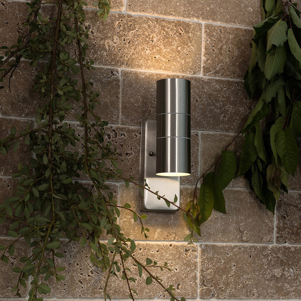 Igikpak Stainless Steel 2 - Bulb Outdoor Armed Sconce with Dusk to Dawn