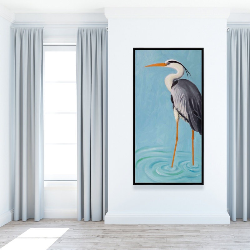 Grey heron - 24"x48" Framed canvas