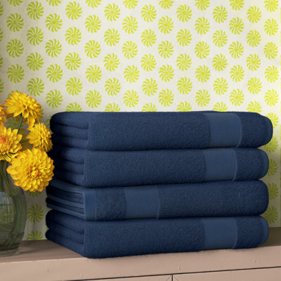 SKL Home Distressed Leaves Hand Towel Set, 16x26 Inches, Denim Blue - 2 Pack