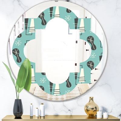 Miroir mural 1950s II motif quadrilobe moderne et contemporain