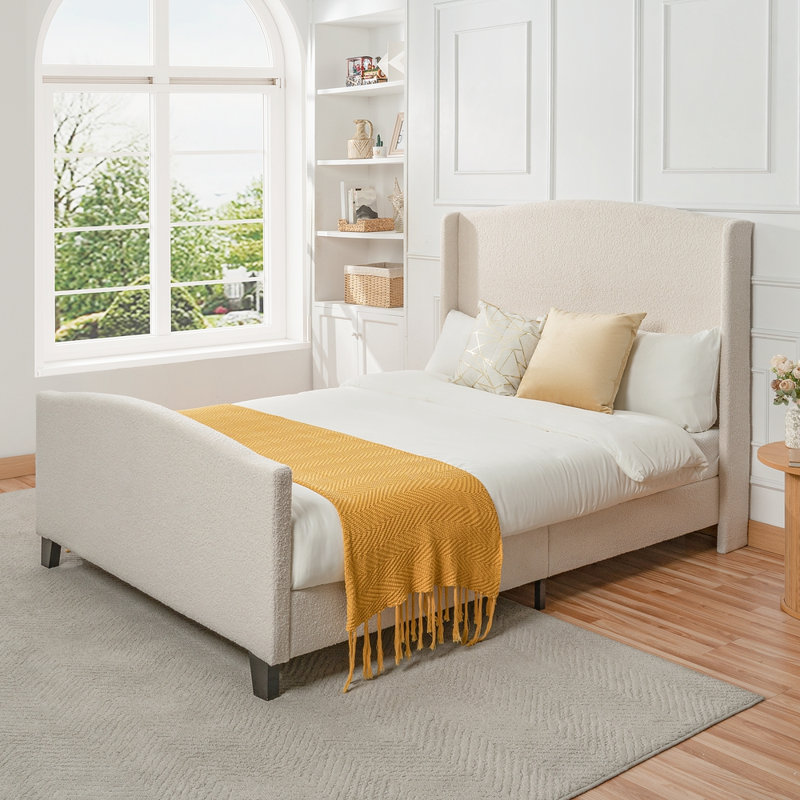 Lit plateforme tapissier à oreilles Wingback Teddy, Grand