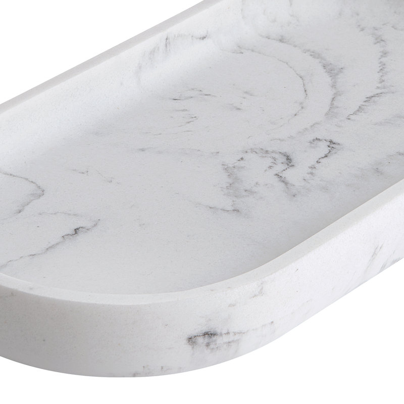 Legends White and Gray Marble Resin Vanity Tray
