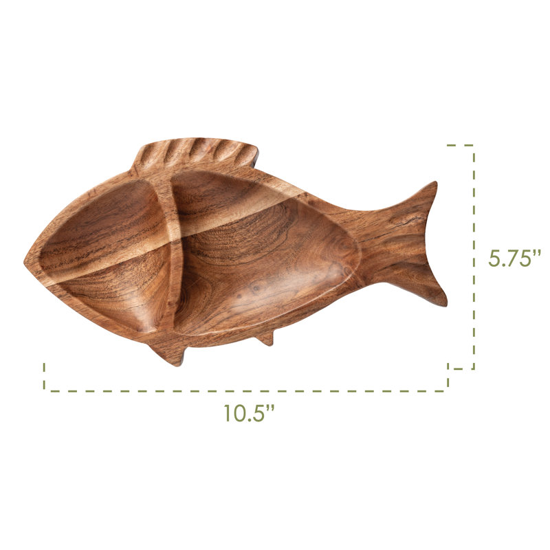 Wood Shaped Serving Bowl Fish
