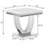 Table de bout Durante en blanc et chrome avec plateau en faux marbre Durante