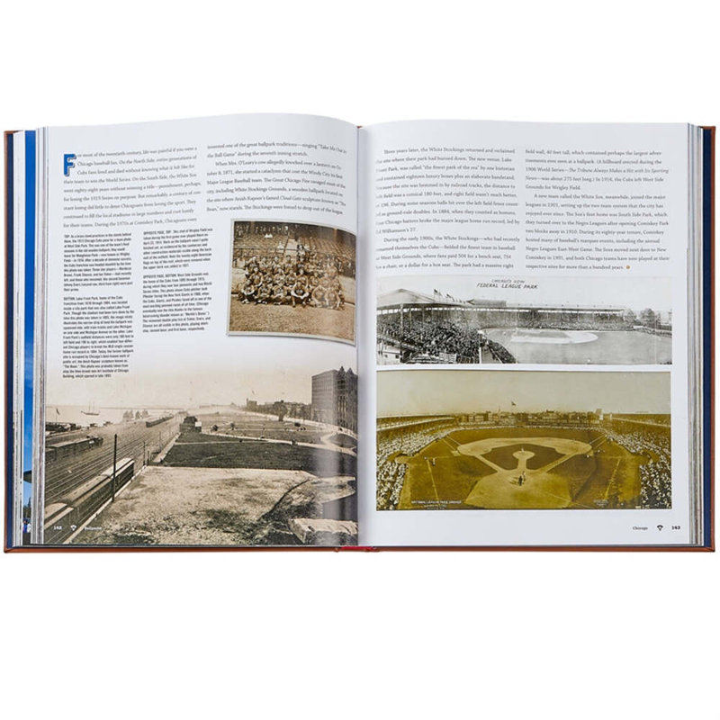 Graphic Image Ballparks Past And Present Coffee Table Book, Leather, Tan