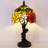 Small Tiffany Table Lamp Stained Glass Desk Lamp Red Yellow Rose Style Bedside Desk Light Mini Accent Desk Memory Lamp 8X15 Inch