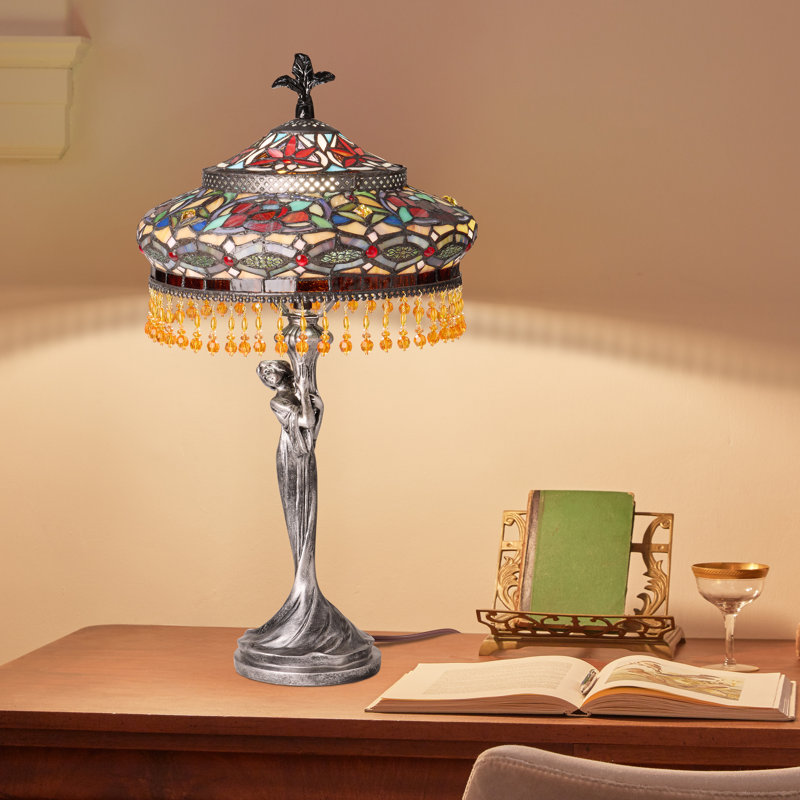 24"H Parisian Antique Silver Bell Shade Novelty Table Lamp