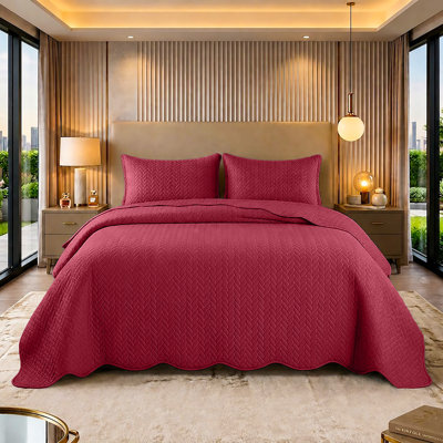 Ensemble de couvre-lit de luxe embossé avec taies décoratives assorties, couvre-lit surdimensionné en microfibre, literie matelassée élégante pour toutes les tailles de lit