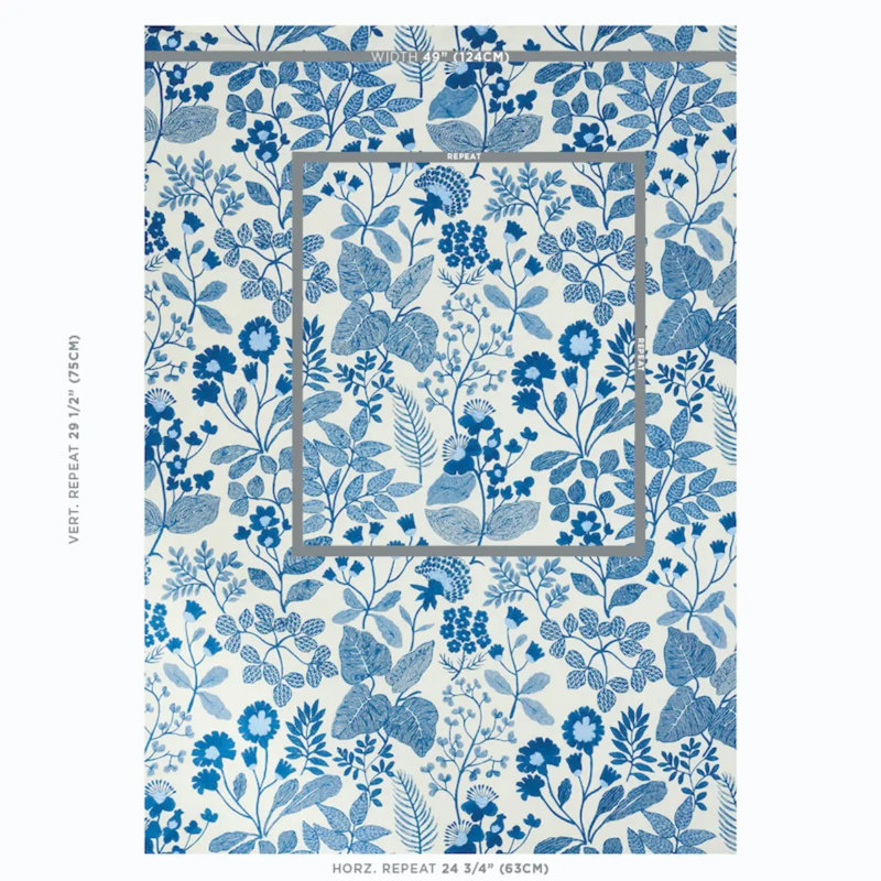 Emaline Embroidery Fabric, Blue/ Medium Blue/ White