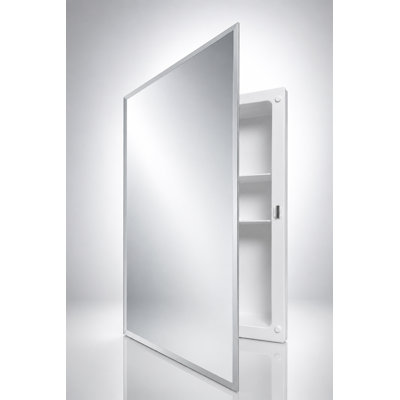 Adaku 16" W 22" H Rectangular, Wall mounted Frameless Medicine Cabinet Mirror with 2 fived Shelves