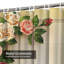 Rideau de douche imperméable à motif floral avec bordure rose et 12 crochets-2037023071