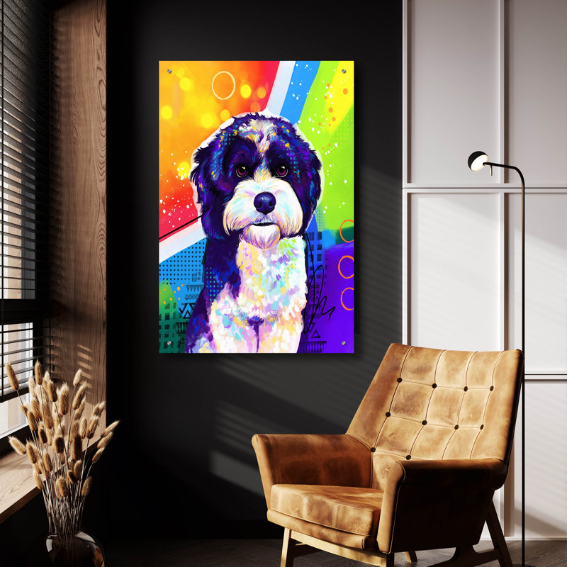 Art mural en verre épique «Pop Art Havanais» par Furbaby Affiliates, H 36 po x l 24 po x P 0,2 po