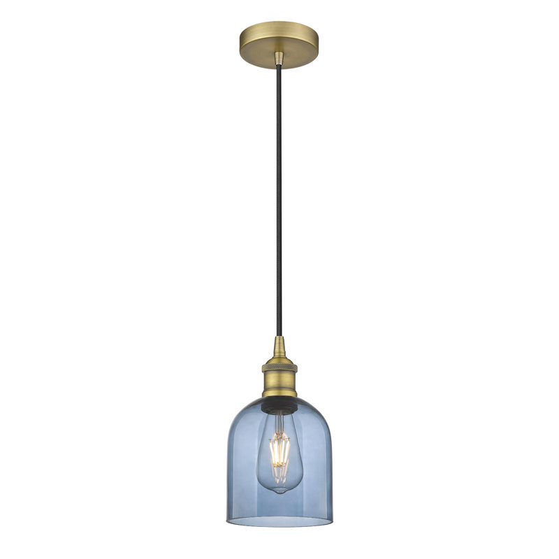 Edison Anacaren 1 Light 6" Cord Hung Pendant-616-G558, Light Smoke, Brushed Brass