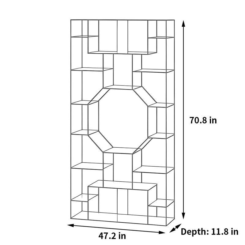 Bibliothèque pratique et polyvalente, (11 tablettes) H 70,8 po x l 47,2 po x P 11,8 po, Blanc