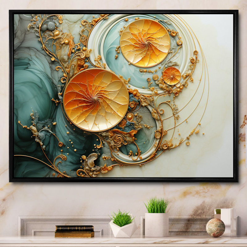Organic Spiral - Abstract Spirals, impression d'art mural, Cadre flottant noir, H 30 po x l 40 po x P 1,5 po