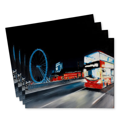 Bus Travel by Night Polyester Placemats Set of 4 - Home Decor