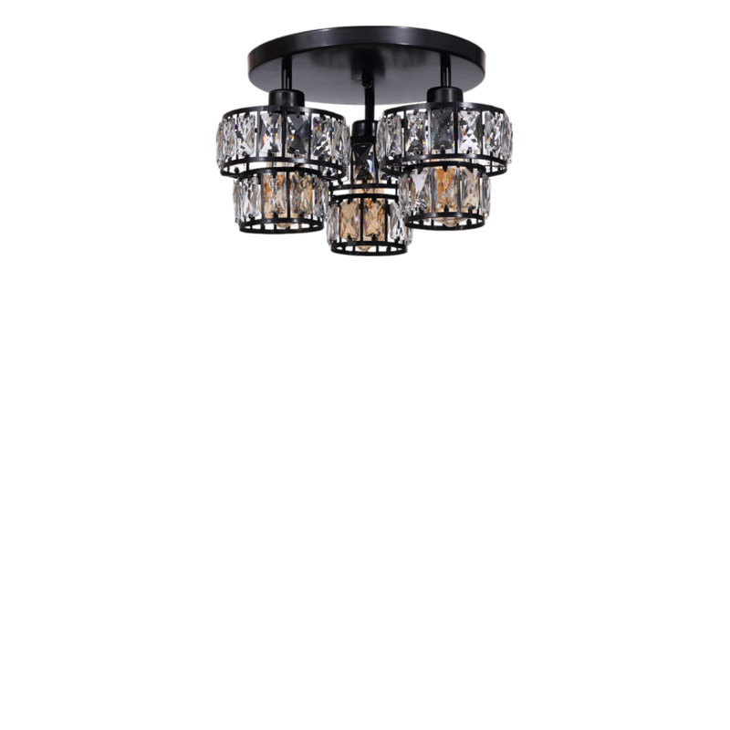 Élégant lustre noir, corps en métal et capuchon en verre, hauteur 6,7 po x diamètre 9,1 po | 3 x douilles E27 (40 W maximum) | pour salle à manger, salon et vestibule | Design élégant et moderne, classé IP20