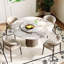59" Round Dining Table for 8 With Sintered Stone Lazy Susan + Dark Walnut Solid Wood Base-116510855-116510853