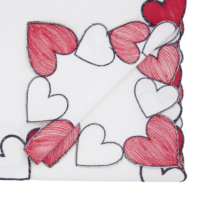 Bold Heart Border Table Runner – Decorative Non-Reversible Printed Runner for Dining Table, 16"x70"