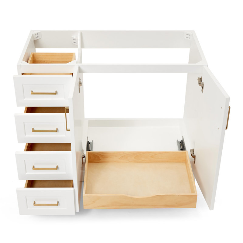 Meuble-lavabo simple en bois massif Freitas, Blanc