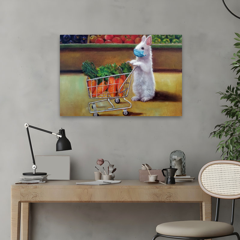Quarantaine - animaux, urbain et pop, surréalisme, humour, lapins, art, H 16 po x l 24 po