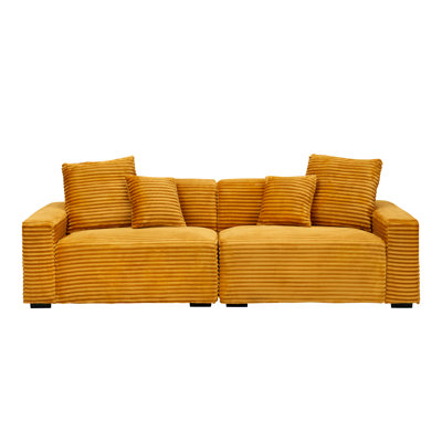 Modern Oversized Boucle Modular Sectional Sofa - Comfy Upholstered Living Room Sofa With Plush Cushions