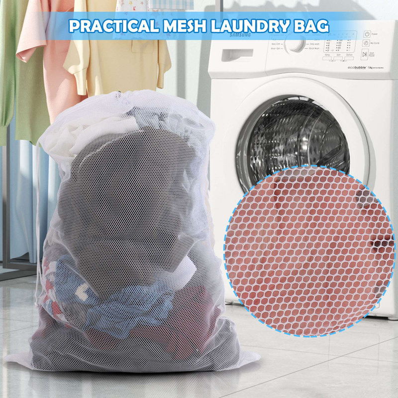 2Pcs Sac à linge en filet robuste avec fermeture à cordon