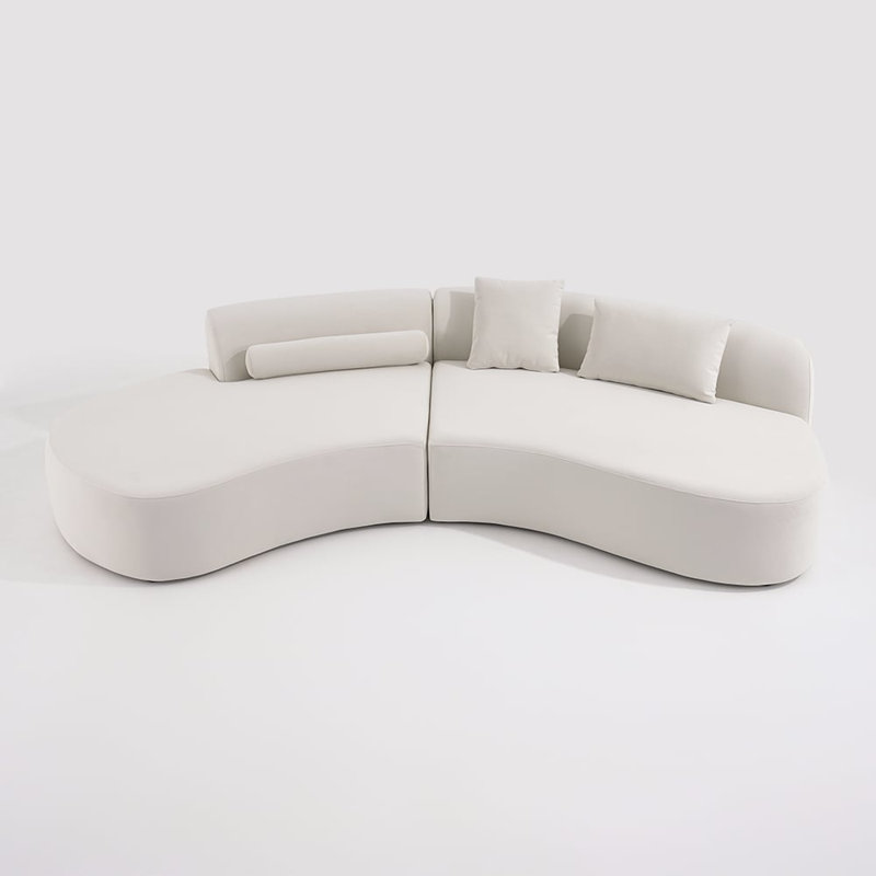 Canapé modulaire courbé en velours 2 pièces 109 "avec coussins 109"