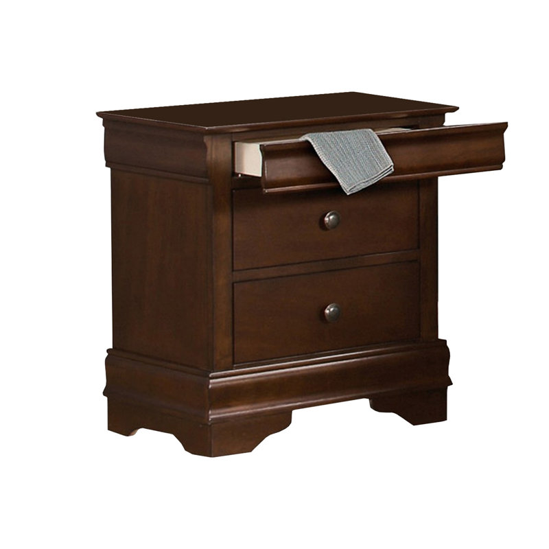 Ensemble de chambre à coucher grand lit, bois brun, ensemble de 2 pièces avec table de chevet