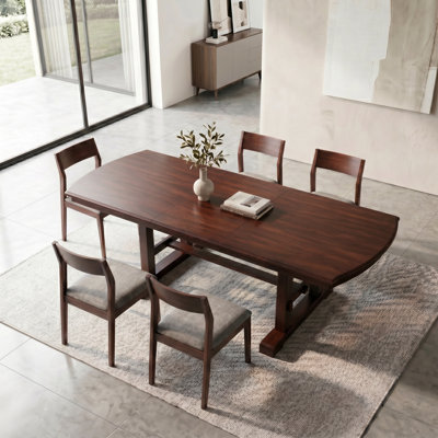 59"-77" Extendable Farmhouse Wooden Dining Table with Removable Leaf, Expanding Kitchen Table Seats 4-8 People, Cheery