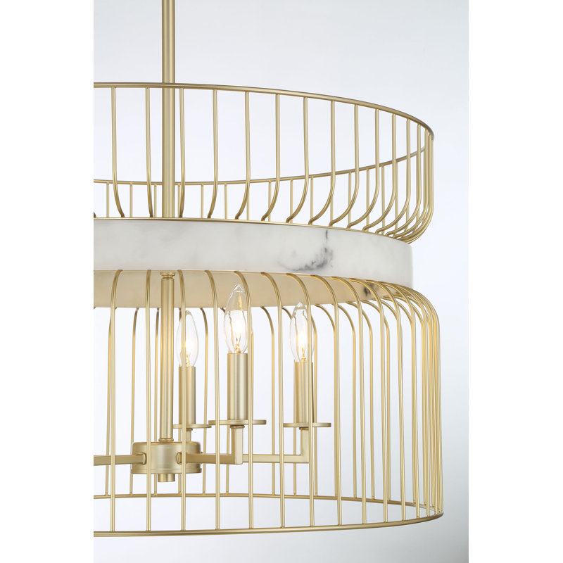 Everly Quinn Park Slope Nouveau Gold With White Pendant Light