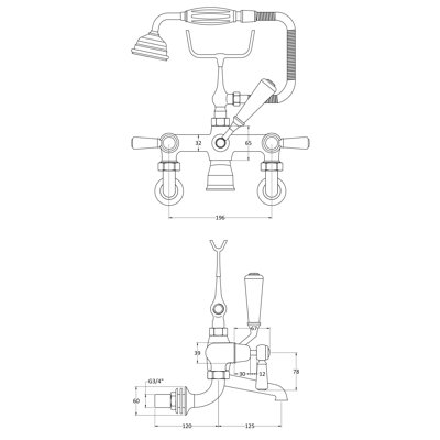 3 Handle Bath Shower Mixer with Diverter and Handshower Included