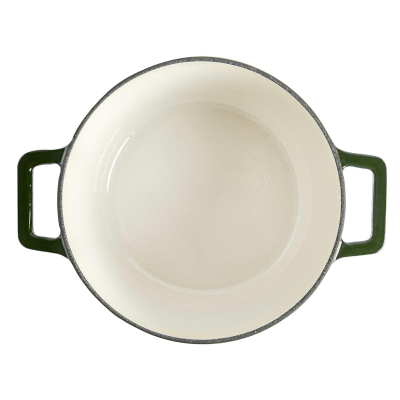 Argon Tableware - Round Cast Iron Casserole Dish, Green