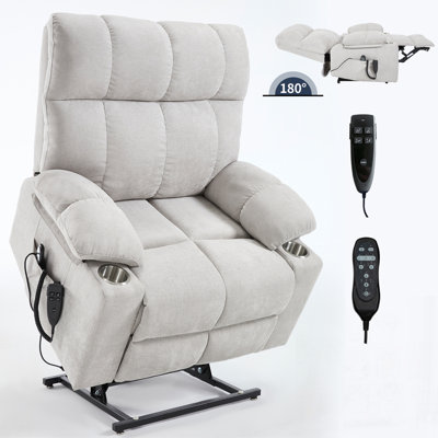 Fauteuil inclinable électrique Chenille avec double moteur, massage par vibration à 8 points, chauffage lombaire et porte-gobelets doubles, robuste jusqu'à 350 lb