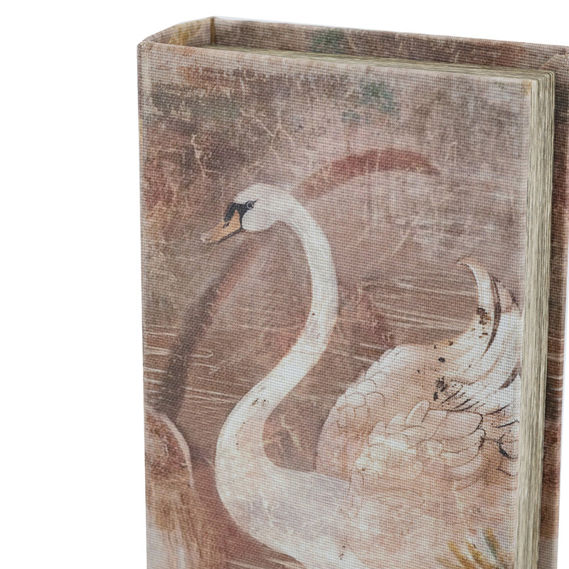 S / 2 boîtes à livres décoratives avec illustrations de cygne serein