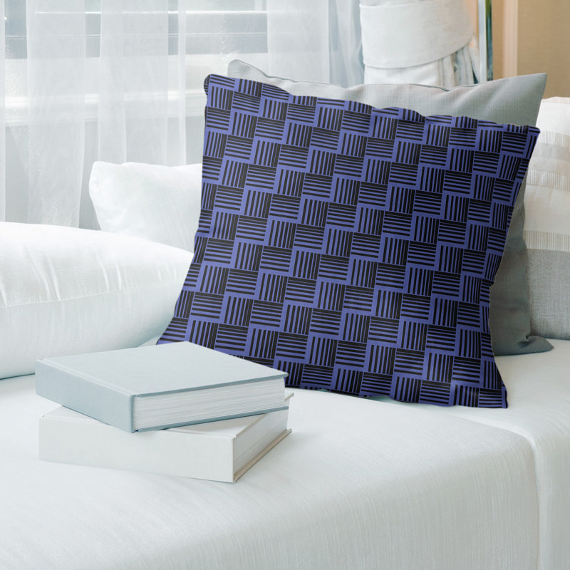 Rayures tressées Coussin décoratif, H 20 po x l 20 po, Duvet synthétique, Bleu