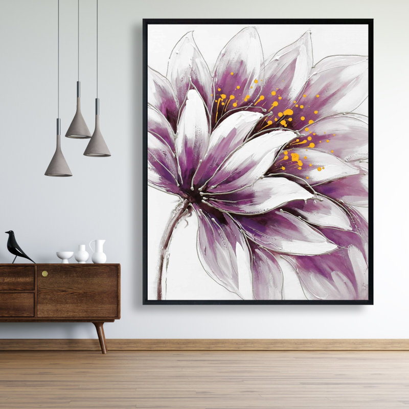 Purple Flower Print On Canvas