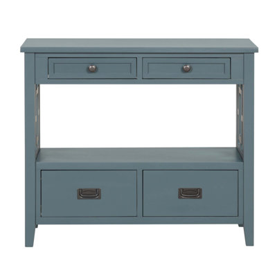 36'' Farmhouse Pine Wood Console Table with 4 Drawers & Spacious Shelf for Entryway and Living Room, Durable and Stylish Storage Solution